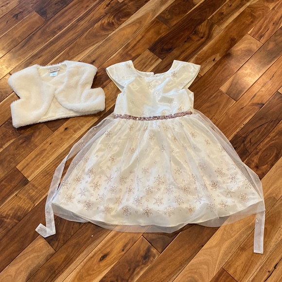 Jona Michelle Other - Jona Michelle white and pink gold glitter and tulle dress with white coat vest